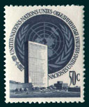UN Scott #10 - 50c value: UN Headquarters Building