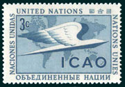 UN Scott #31 - 3c value: Issued to honor the International Civil Aviation Organization ICAO