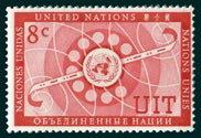 UN Scott #42 - 8c value: Issued in honor of the International Telecommunications Union ITU