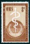 UN Scott #44 - 8c value: Issued 1956 to honor the World Health Organization WHO