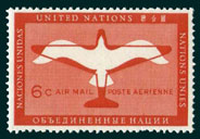 UN Scott #C1 - 6c value: First UN Airmail Stamp - Plane & Gull